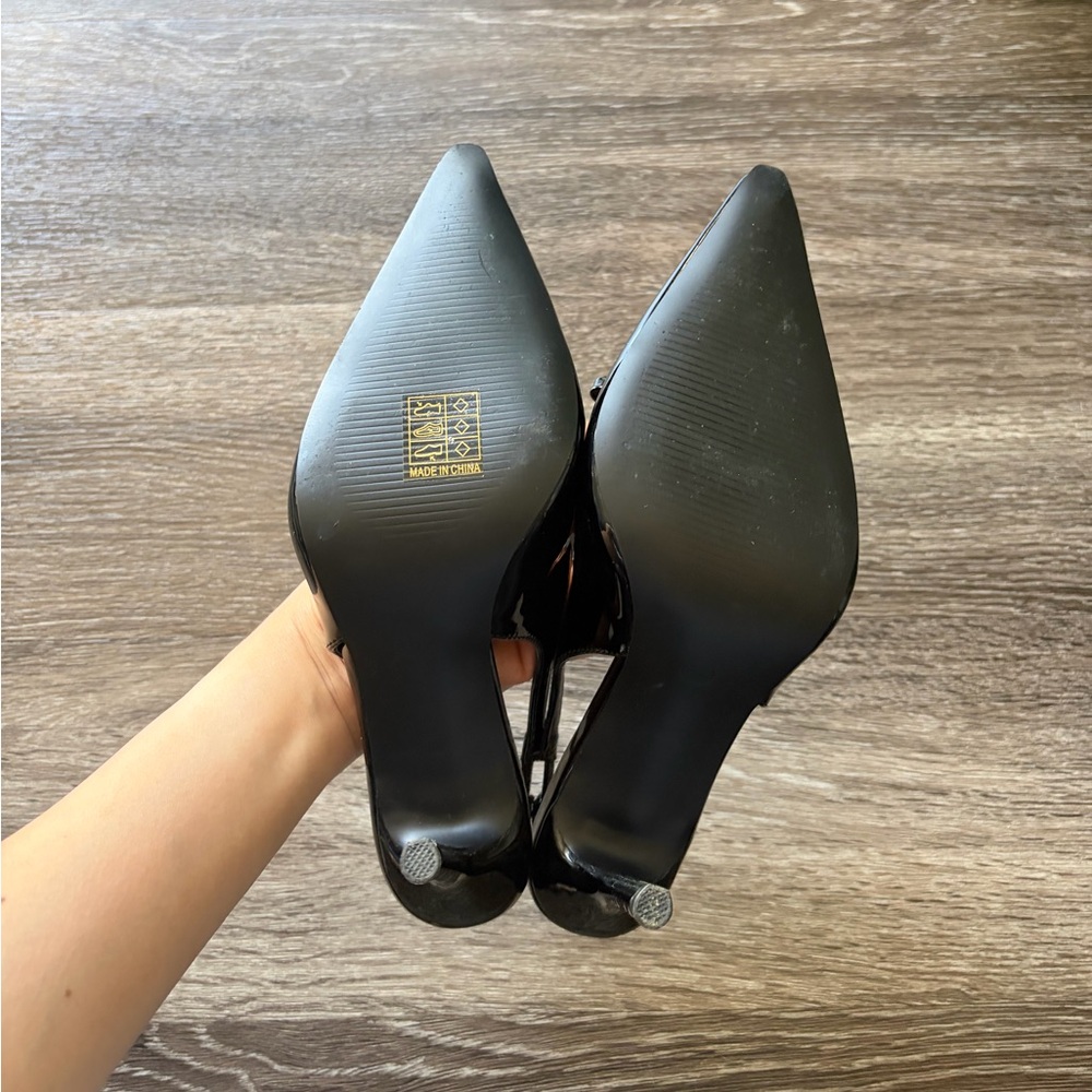 Cider Black Patent Pointed Slingback Pumps - Picture 4 of 4
